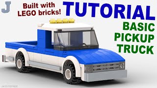 How to Build a Basic LEGO Pickup Truck TUTORIAL [upl. by Arlee]