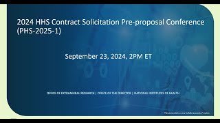 2024 HHS Contract Solicitation Preproposal Conference PHS20251 [upl. by Airasor]