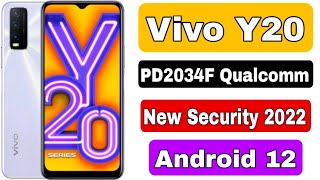 Y20 Screen Lock PD2034F New Security 2022 All Vivo Android 12 Pattern Lock Open 2022 [upl. by Alaehs]