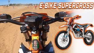 KTM FREERIDE EXC FIRST RIDE ⚡ ELECTRIC DIRT BIKE ON A SUPERCROSS TRACK [upl. by Cykana]