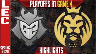 G2 vs MAD Highlights Game 4  LEC Spring 2020 Playoffs Round 1  G2 Esports vs MAD Lions G4 [upl. by Goldi19]