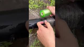 The sealing process of leaking PVC drip irrigation pipes with tape [upl. by Cirillo]