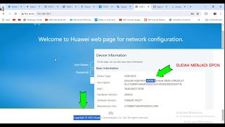 TUTORIAL RUBAH GPON TO EPON FLASH MODEM HUAWEI HG8145V5 ROS 2023 [upl. by Adnilim]