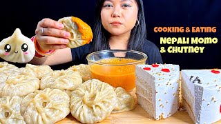 COOKING amp EATING  VEG MOMO NEPALI MOMO CHUTNEY amp PASTRY  MOMO MUKBANG  ASMR  INDIAN STREET FOOD [upl. by Subak]