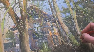 12 Houseportrait in Bloemendaal using gouache over watercolor layers [upl. by Aivekal]