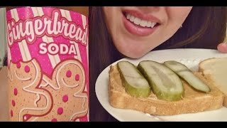 SassEsnacks ASMR  Eating Sounds  Peanut Butter amp Pickle Sandwich  Gingerbread Soda [upl. by Phonsa651]