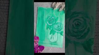 Acrylic monochrome flower painting using Phthalo Green art painting acrylic drawing artshorts [upl. by Andras]