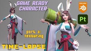 Blender game ready Character Stylized  Substance painter  Timelapse  PART 3 TEXTURING [upl. by Eelam]