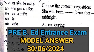 PRE BEd Entrance Exam 2024 Answer Key  PRE BEd English Hindi solution studywithkp [upl. by Berthold54]