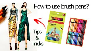 How to use Camlin Brush Pens  Explained  Fashion Illustration [upl. by Birkner]