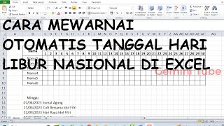 Cara Mewarnai Otomatis Tanggal Hari Libur Nasional dan Tanggal Hari Minggu di Excel [upl. by Aihsekat]