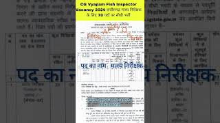 CG vyapam upcoming job 2024 CG fish inspection job news  cg vyapam job news 2024cgvyapam [upl. by Halima]