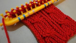 How to Loom Knit a Cabled Scarf with a rectangular loom DIY Tutorial [upl. by Nylirak419]