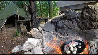 Bushcraft Base Camp  Carving amp Cooking [upl. by Cherish]