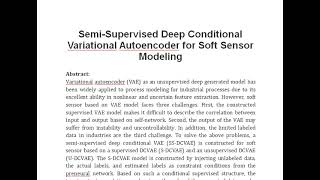 Semi Supervised Deep Conditional Variational Autoencoder for Soft Sensor Modeling [upl. by Earahc939]