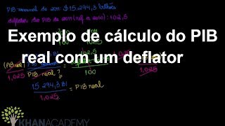 Exemplo de cálculo do PIB real com um deflator  Macroeconomia  Khan Academy [upl. by Heiskell]