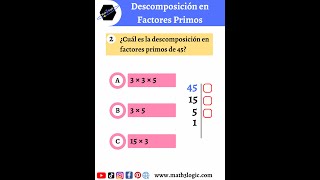 🧠Descomposición en factores primos ¡Comprueba tus conocimientos Test quiz math3logic [upl. by Eanar988]