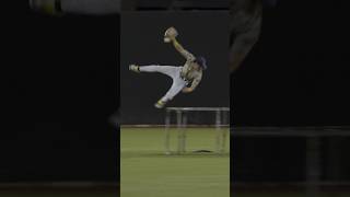 Centerfielder makes play from trampoline  Savannah Bananas shorts baseball trampoline [upl. by Tini636]