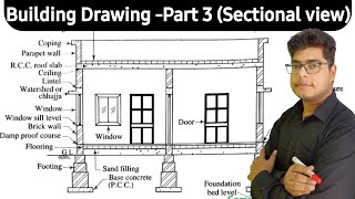 Elevation view of a Cross section of a building  Building drawing by ShashankBhatnagarsir [upl. by Raymonds]