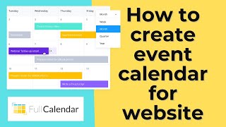 How to create event calendar for website  fullcalendar js example  how to rerender fullcalendar [upl. by Egroeg]