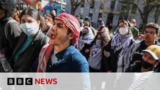 Gaza protests continue at US universities as hundreds arrested  BBC News [upl. by Nadnerb111]