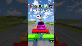 NOOB vs PRO vs HACKER vs HEROBRINE Car Jump Challenge 7 🤗 🚗 shorts beamngdrive [upl. by Nisa125]