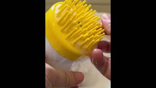 Pet Bath Brush with Soap Dispenser Silicone Bristle Pet Grooming Massage Shampoo Brush [upl. by Esilehs]