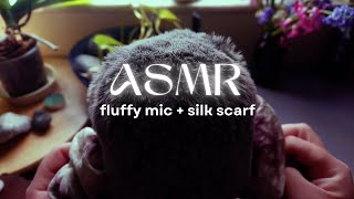 ASMR Fabric sounds • A fluffy mic and a silk scarf [upl. by Nedyrb]