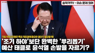 조기 하야보단 완벽한 특검으로 뿌리까지 뽑는 게 중요 윤건희 폭정은 예산 태클로 홀딩 국힘 중진 의원 30명은 특검 재표결에 중요한 결단을 할 수 밖에 없다 [upl. by Glogau]