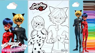 Ladybug 🐞 and Cat Noir 🐈 Coloring  Miraculous  Coloring for kids [upl. by Eednim]