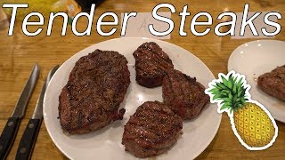 How to Grill Tender Steaks Pineapple Meat Tenderizer Test [upl. by Saleme]