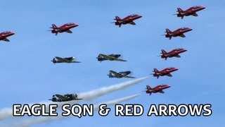 The Eagle Squadron and Red Arrows Flypast Duxford 2013 [upl. by Aivin]