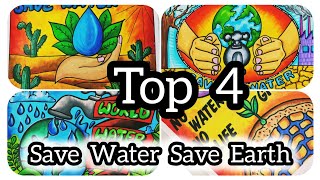 Save Water Save Earth Drawing  Save Water Save Life poster  World Water Day 2024 [upl. by Ahsirt529]