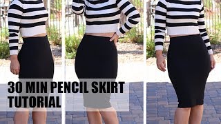 DIY 30 MIN PENCIL SKIRT TUTORIAL [upl. by Sidnarb]