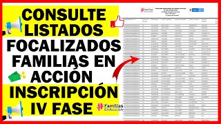 Consulte Nuevo Listado Focalizados Familias en Acción para Inscripción IV Fase  Verifique su Nombre [upl. by Abbe]