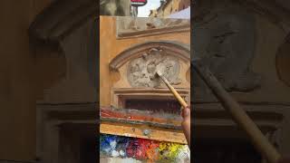 Painting a Baroque Pediment in Warsaw oilpainting allaprimapainting pleinairpainting painting [upl. by Emoraj]