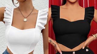 How To Cut And Sew This Trendy Bustier Crop Top With Basque Waistline And Pleated Sleeves [upl. by Nnayar]