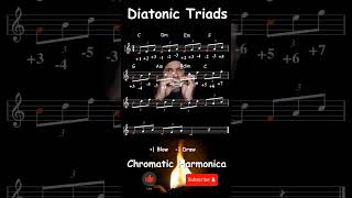 Diatonic Triads in C Major  Jazz Chromatic Harmonica Tabs key of C [upl. by Dlanar745]