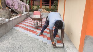 WoW amazing marble crack interlock new model design paver block paving installation [upl. by Llenrev]