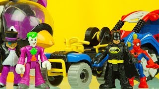 Imaginext Batman NEW ATV motorcycle unboxing with Spiderman Joker and Penguin spider man 2 [upl. by Areikahs]