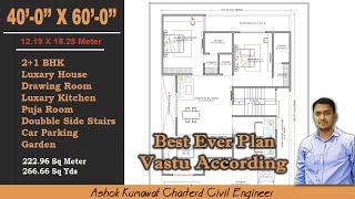 40x60 house plans │40 x 60 Feet │40x60 luxary house plan│2400 sqft │ car parking With garden │40 60 [upl. by Anisamoht]