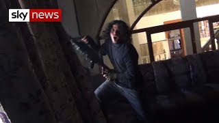 Boy films frenzied Islamic State fighters in Mosul [upl. by Yul]