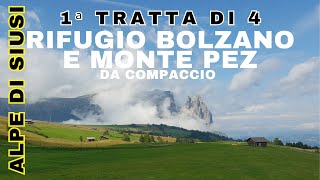 110ª escursione  1ª tratta di 4  Da Compaccio al Rifugio Bolzano Schlernhaus e Monte Pez  in 4K [upl. by Nelrsa]