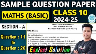 Maths Basic Sample Paper 202425 Class 10 CBSE Solution  Class 10 Maths Basic Sample Paper 202425 [upl. by Leasa]