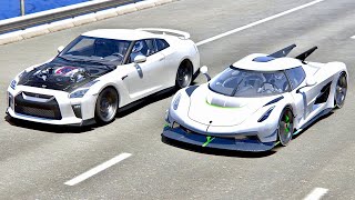 Koenigsegg Jesko Absolut vs Nissan GTR Dragster  Drag Race 20 KM [upl. by Eak762]