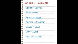 Dining Cutlery Vocabulary in Basic German germanlearning germanlanguage language [upl. by Etteuqal]