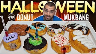 Five O Donuts Halloween Mukbang  Why I Love Donuts [upl. by Reifinnej]