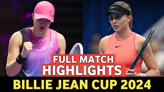 Iga Swiatek vs Paula Badosa Highlights Today Billie Jean King Cup 2024  BJK TENNIS 2024 [upl. by Oznola97]