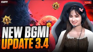 BGMI NEW UPDATE IS HERE😍PLAYING BGMI 34 UPDATE LIVE🥳 bgmilive girlgamer pubgmobile [upl. by Higginson]