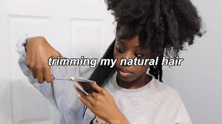 HOW I HEATLESSLY TRIM MY NATURAL HAIR AT HOME  type 4✨🌀 [upl. by Goodman]